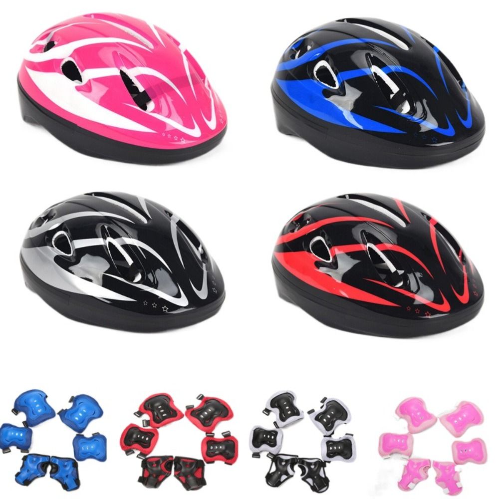 Cycling Gear Padding - Kids Helmet Knee Elbow Pads Wrist